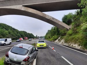 Disruption caused to morning commuters after 2 vehicle RTC closes 1 lane of A3/M southbound slip road this morning
