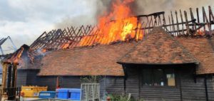 More than 50 firefighters tackles building blaze at a farm in Andwell near Basingstoke