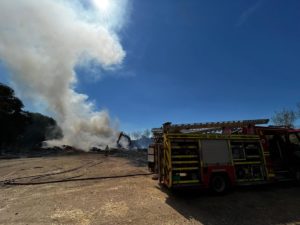 Firefighters battle farm blaze on Saturday night